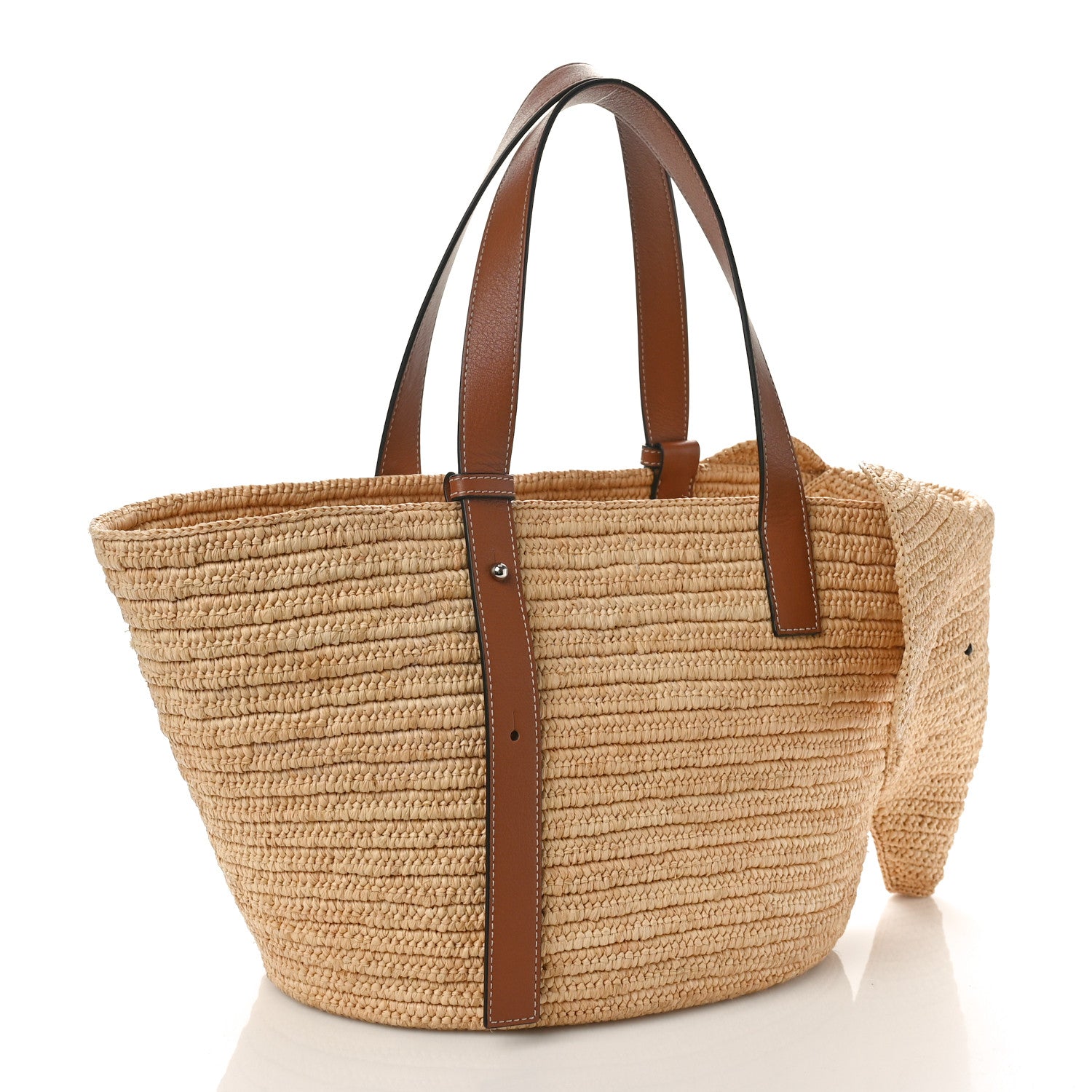 Loewe Raffia Small Elephant Basket Tote Bag Natural Tan 2 of 8