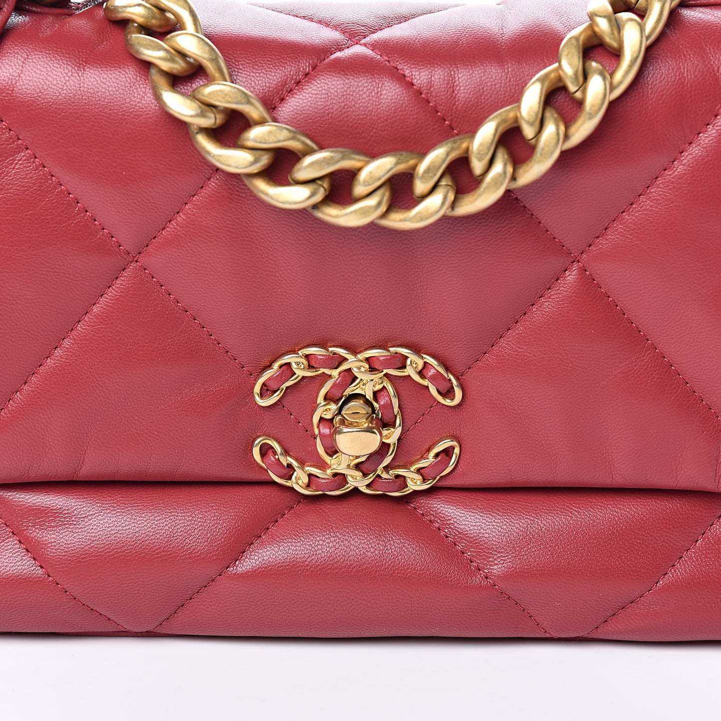 Lambskin Quilted Medium 19 Flap Dark Pink
