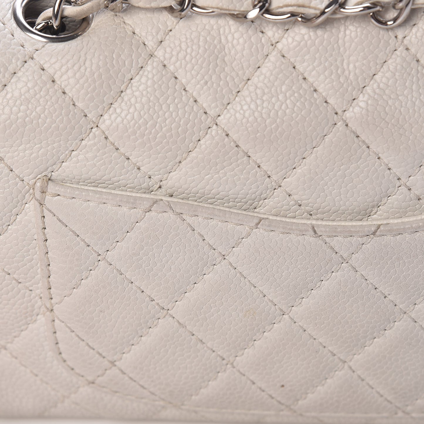 Soft Caviar Quilted East West Flap White