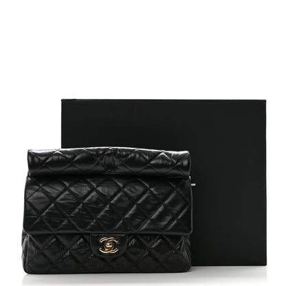 Chanel Crumpled Calfskin Quilted Clutch Black 10 of 10