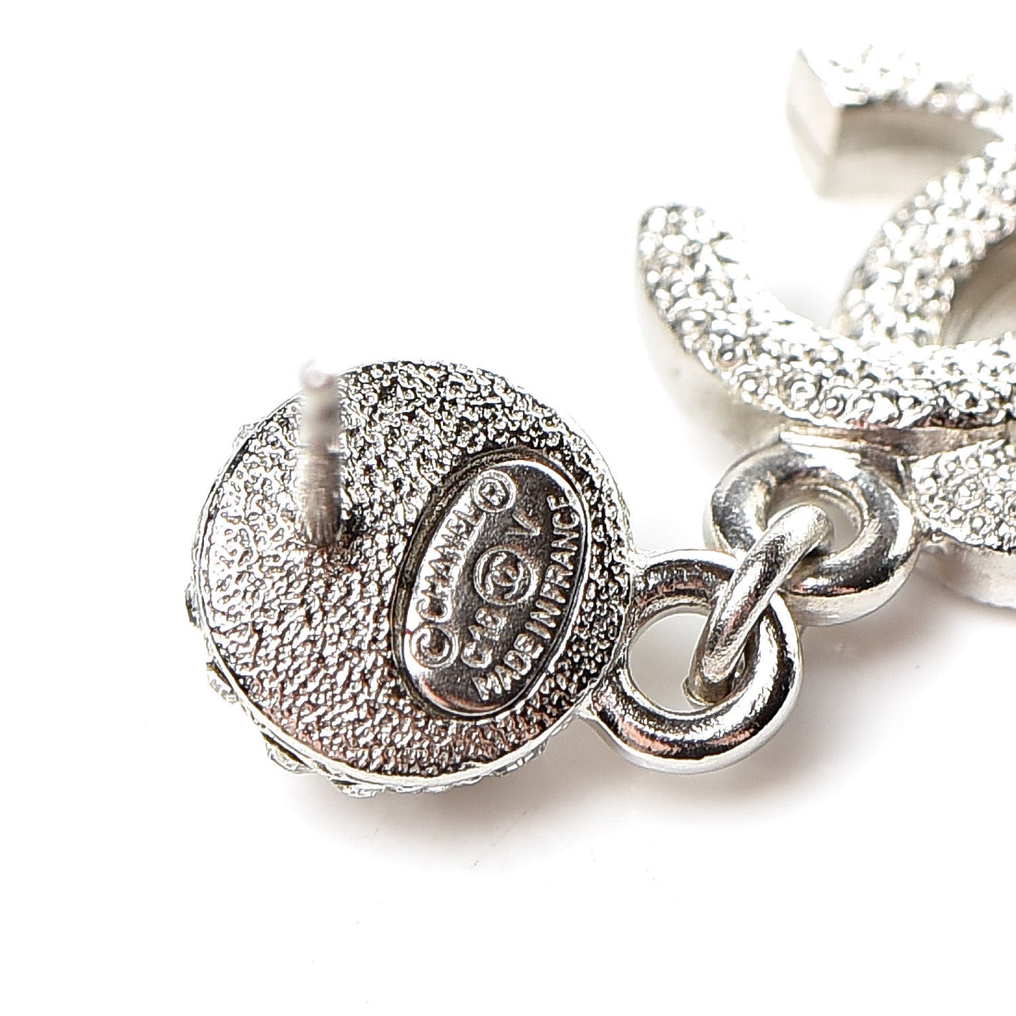Crystal CC Drop Earrings Silver