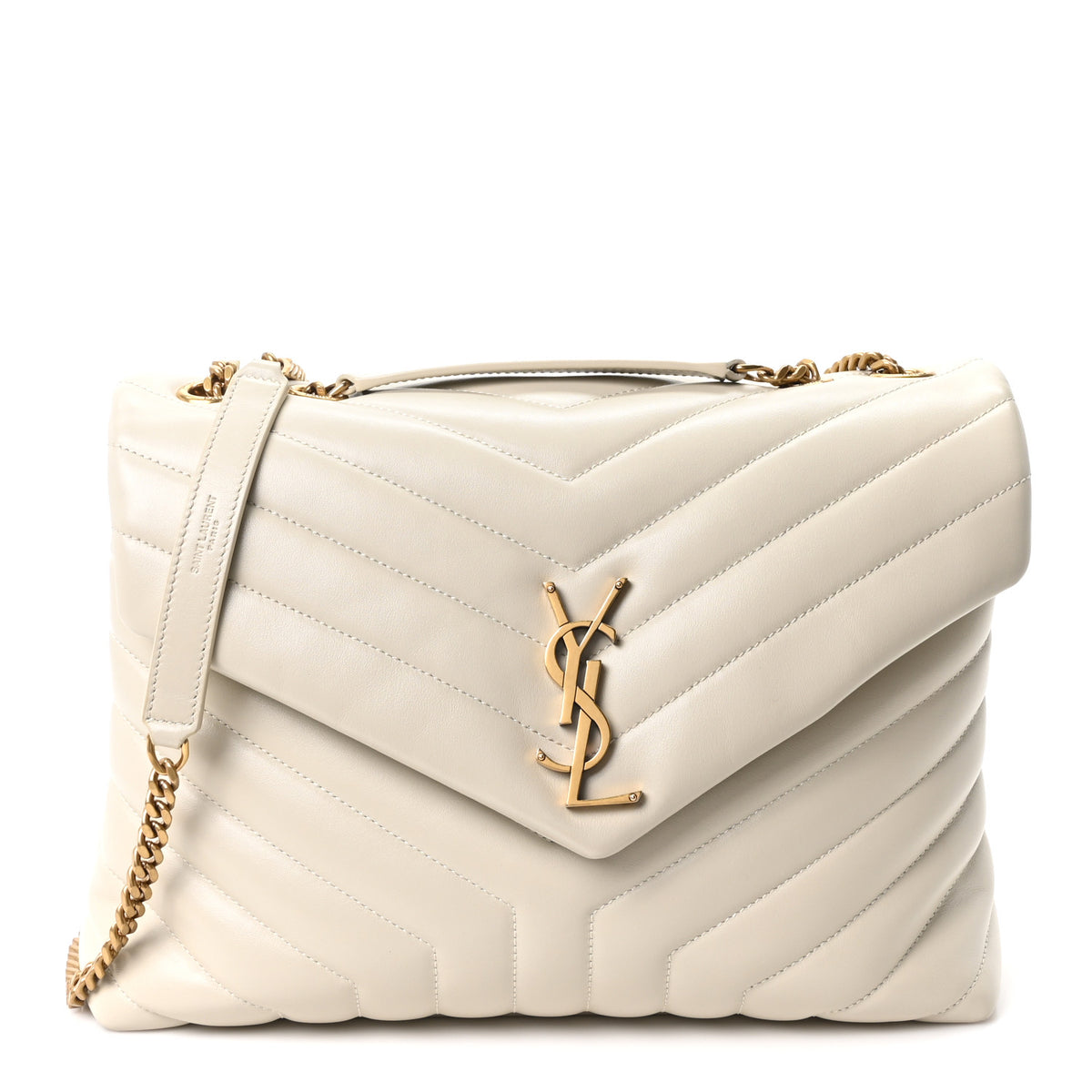 Saint Laurent Calfskin Y Quilted Monogram Medium Loulou Chain Satchel Crema Soft 1 of 10