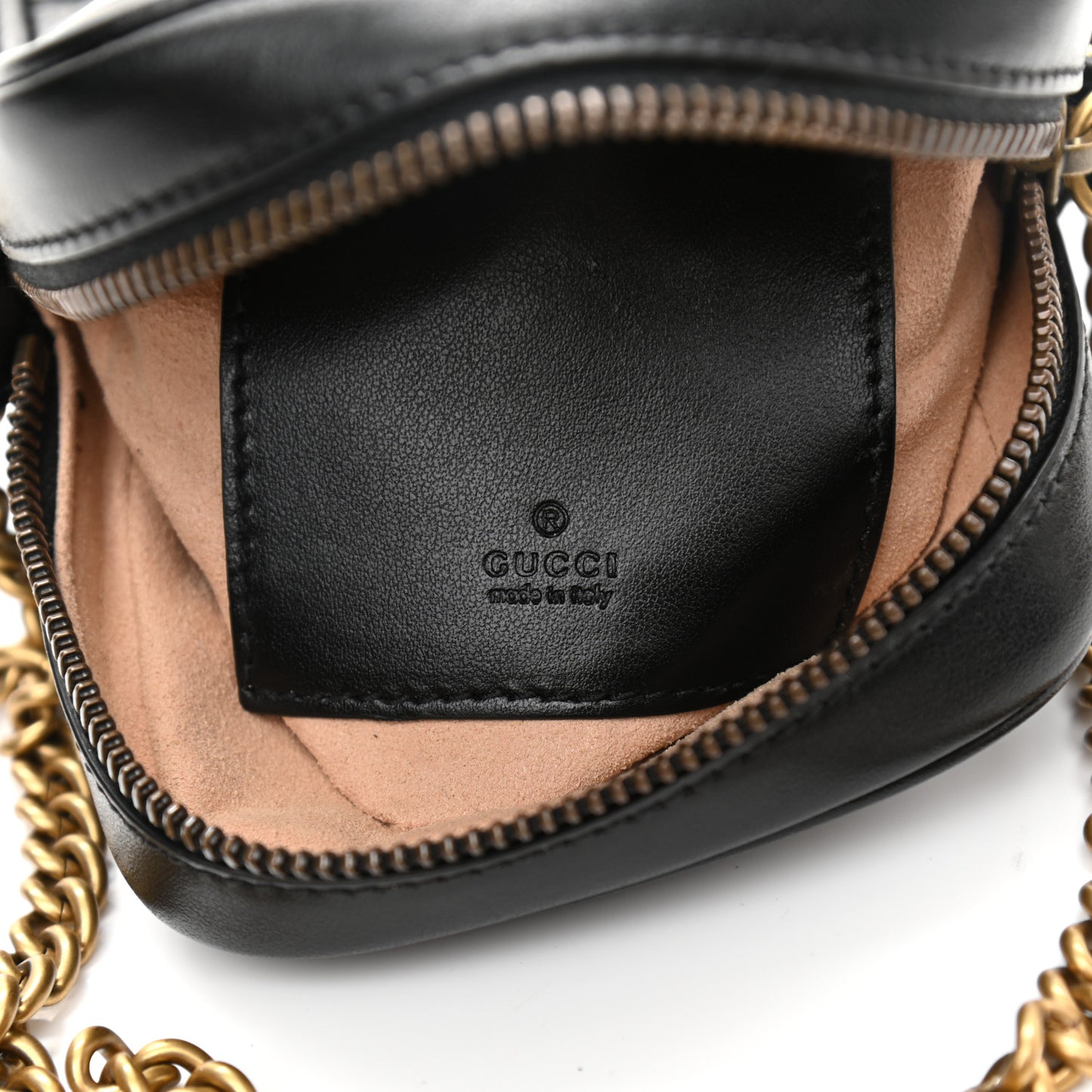 Calfskin Matelasse Mini GG Marmont Crossbody Bag Black