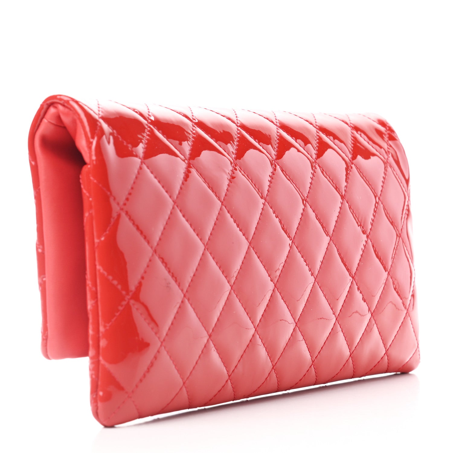 Chanel Patent Calfskin Quilted Beauty CC Clutch Red 3 of 8