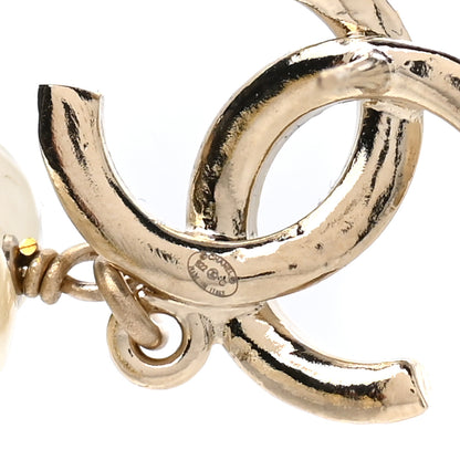 Chanel Pearl CC Heart Drop Earrings Gold 4 of 5