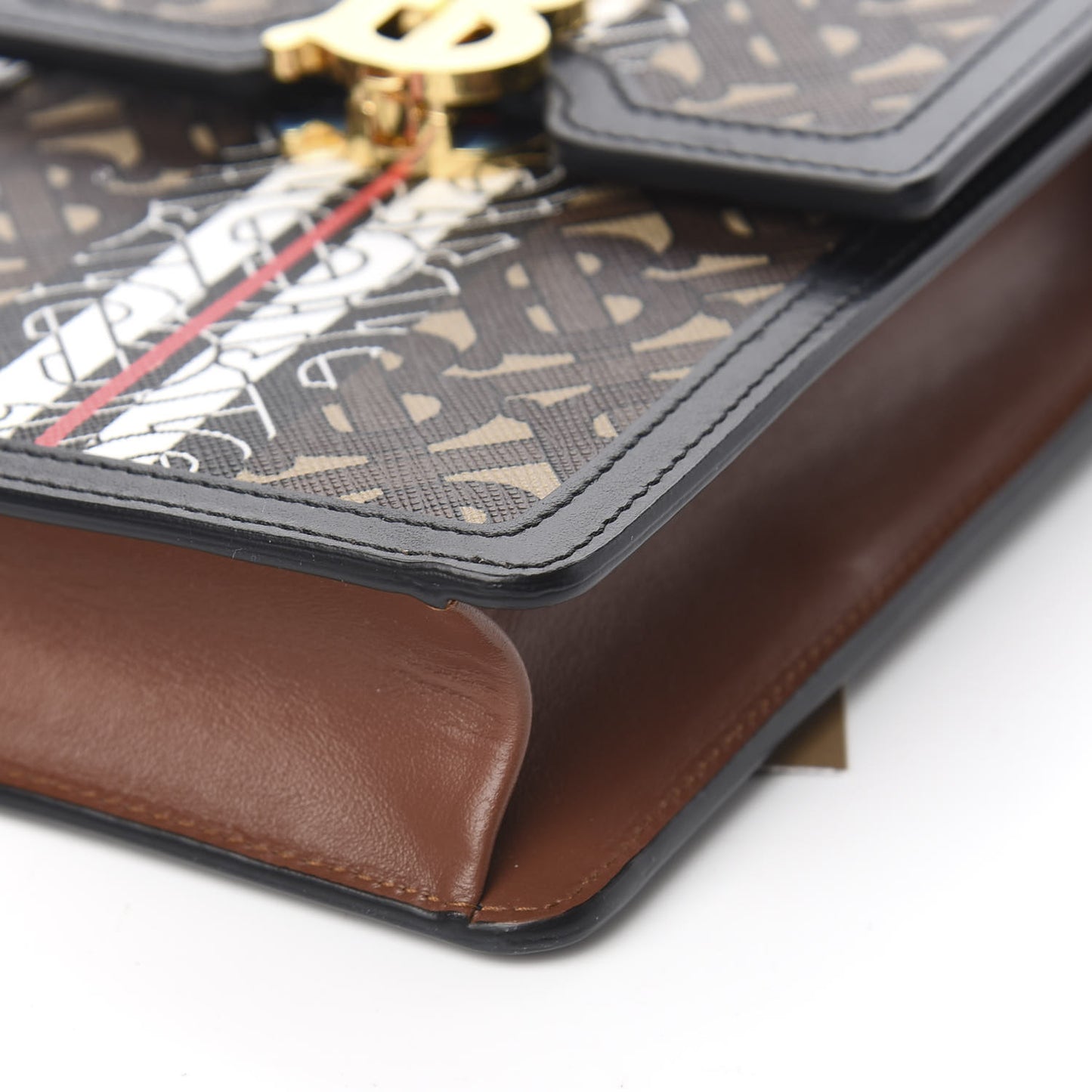 E-Canvas Monogram Stripe Robin Bag Bridle Brown