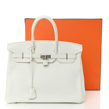 Hermes Taurillon Clemence Birkin 35 White 20 of 20