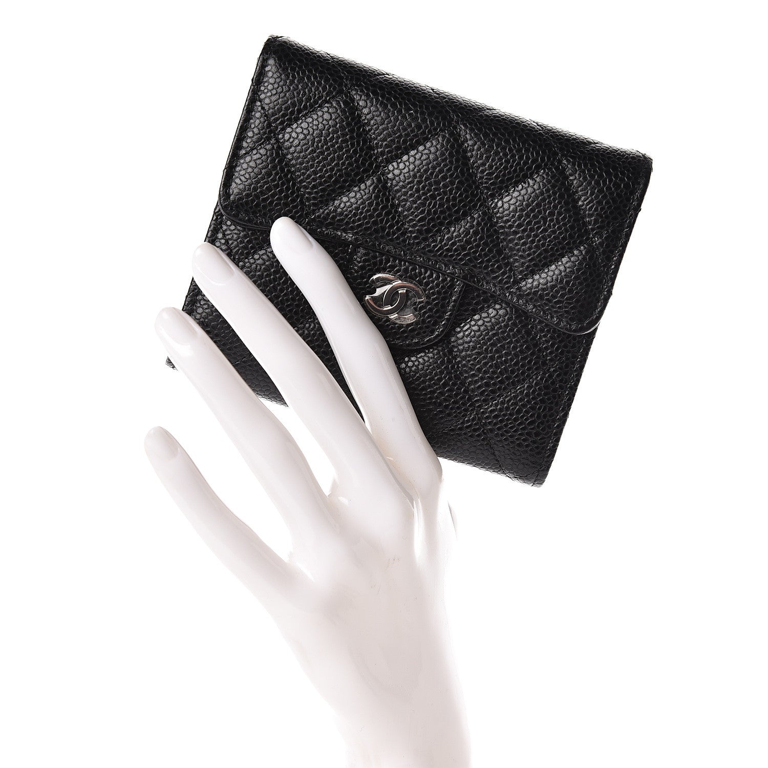 Chanel Caviar Quilted Compact Flap Wallet Black 2 of 9