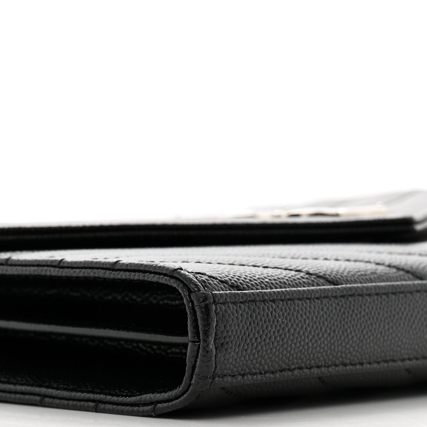 Grain De Poudre Matelasse Chevron Monogram Chain Wallet Black