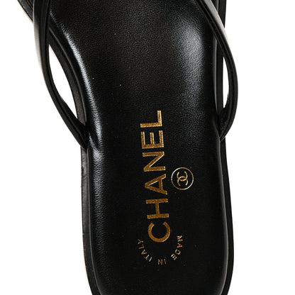 Chanel Goatskin CC Times Square Thong Sandals 38 Black 7 of 10