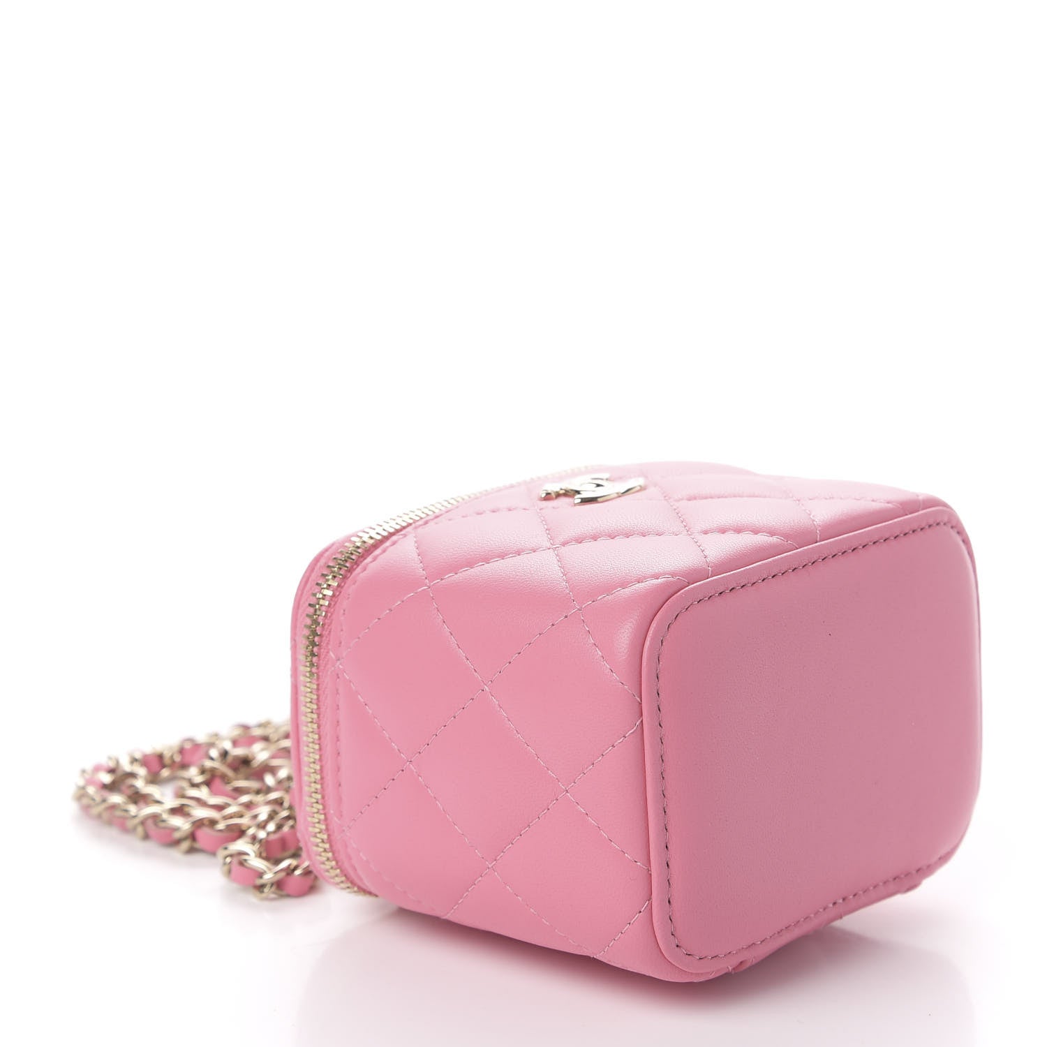 Chanel Lambskin Quilted Mini Vanity Case With Chain Pale Pink 3 of 10