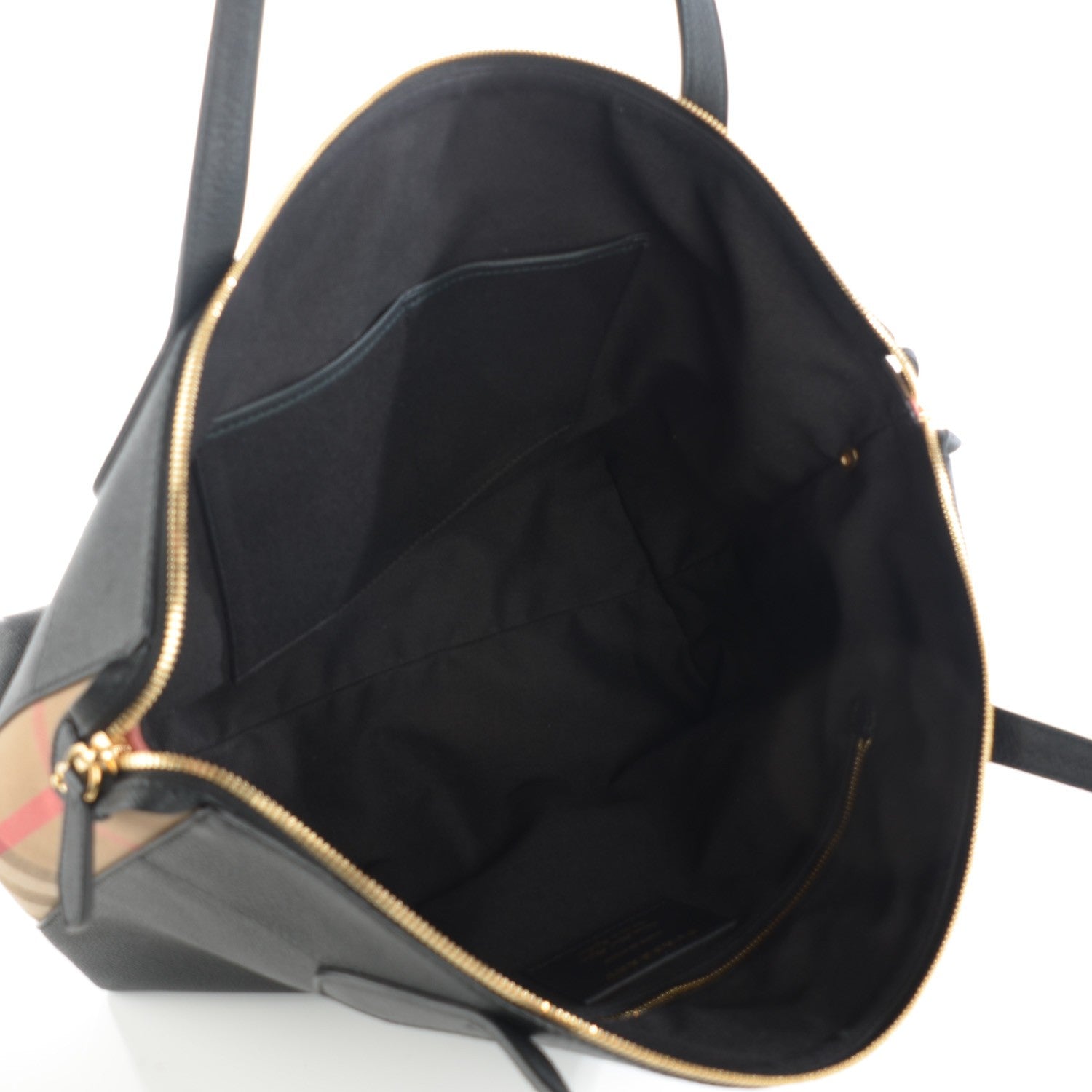 Burberry Derby Calfskin House Check Medium Welburn Tote Black 7 of 7