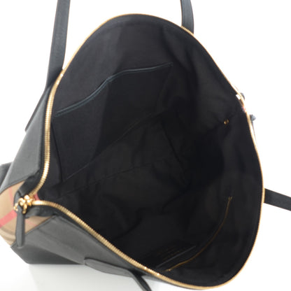 Burberry Derby Calfskin House Check Medium Welburn Tote Black 7 of 7