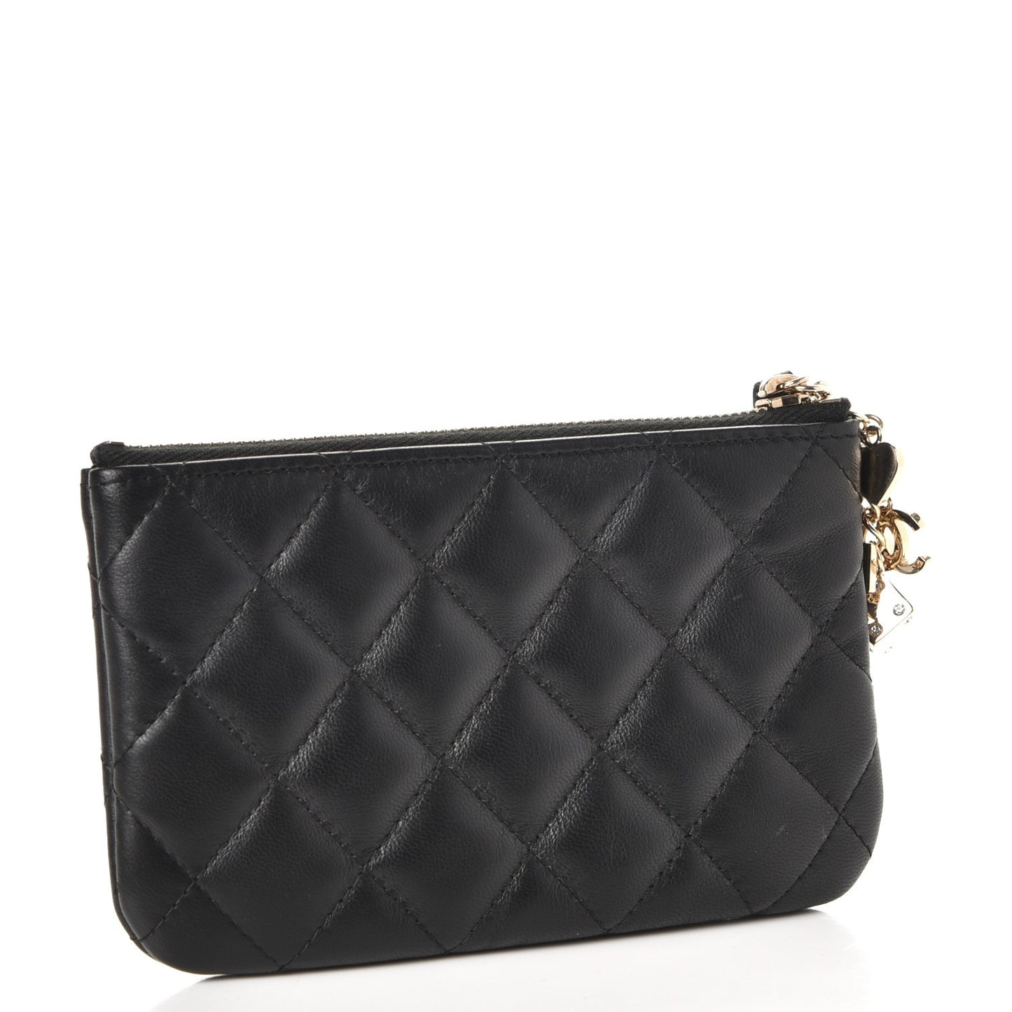 Lambskin Quilted Casino Coin Purse Black