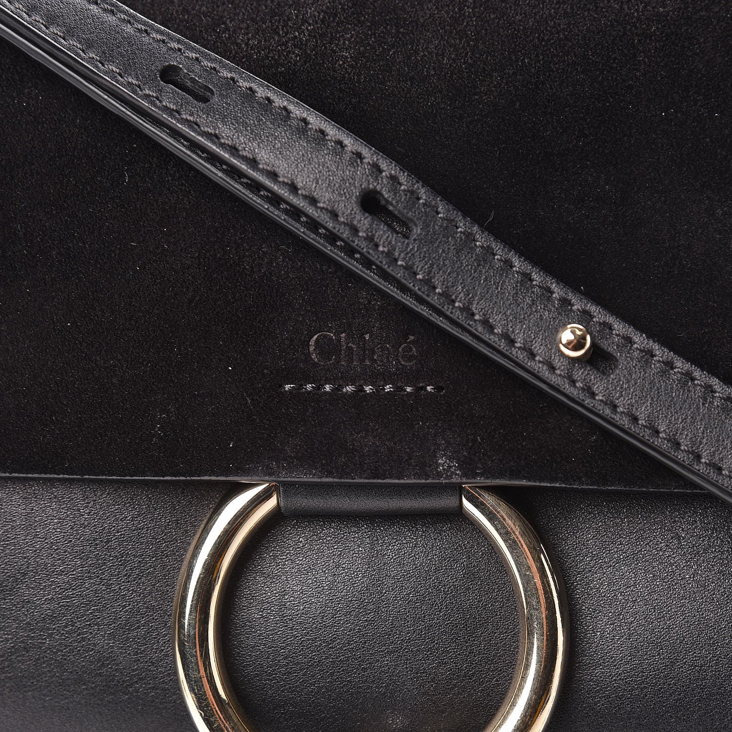 Chloe Suede Calfskin Small Faye Shoulder Bag Black 11 of 11