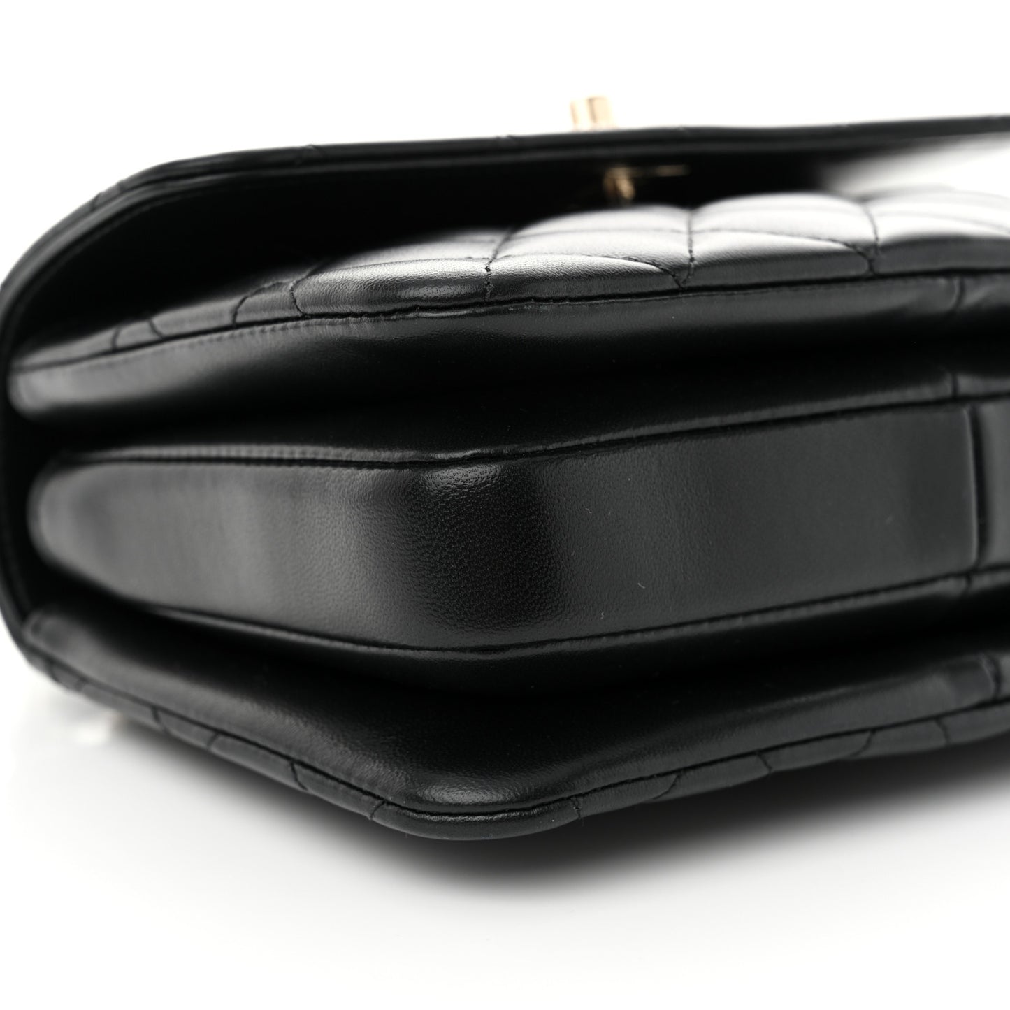 Lambskin Crystal Quilted Mini Trendy CC Dual Handle Flap Bag Black