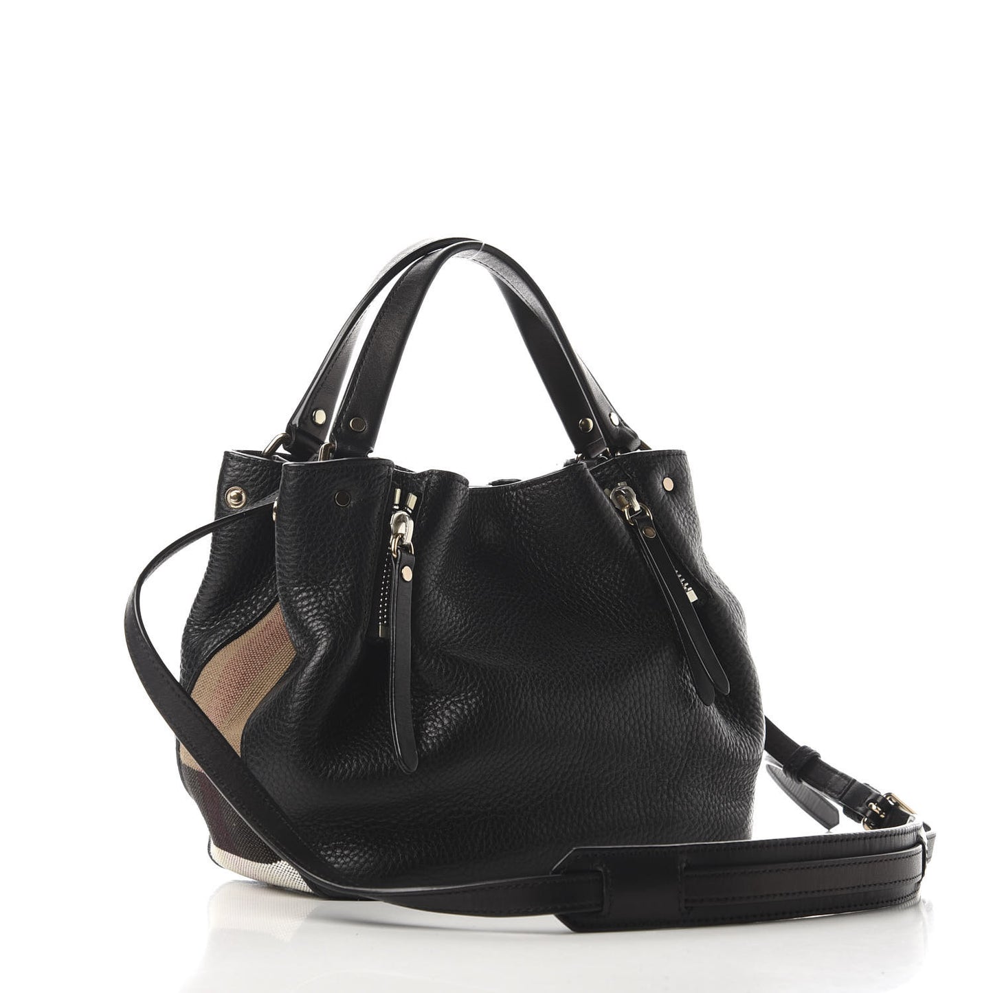 Grainy Calfskin House Check Small Maidstone Black