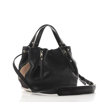 Burberry Grainy Calfskin House Check Small Maidstone Black 2 of 9