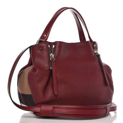 Burberry Grainy Calfskin House Check Small Maidstone Burgundy Red 3 of 9