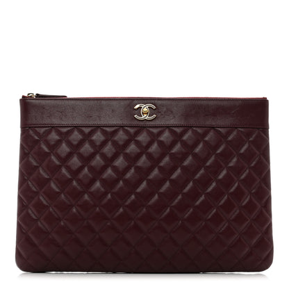 Chanel Sheepskin Quilted Large Vintage Mademoiselle Cosmetic Case Burgundy 1 of 7