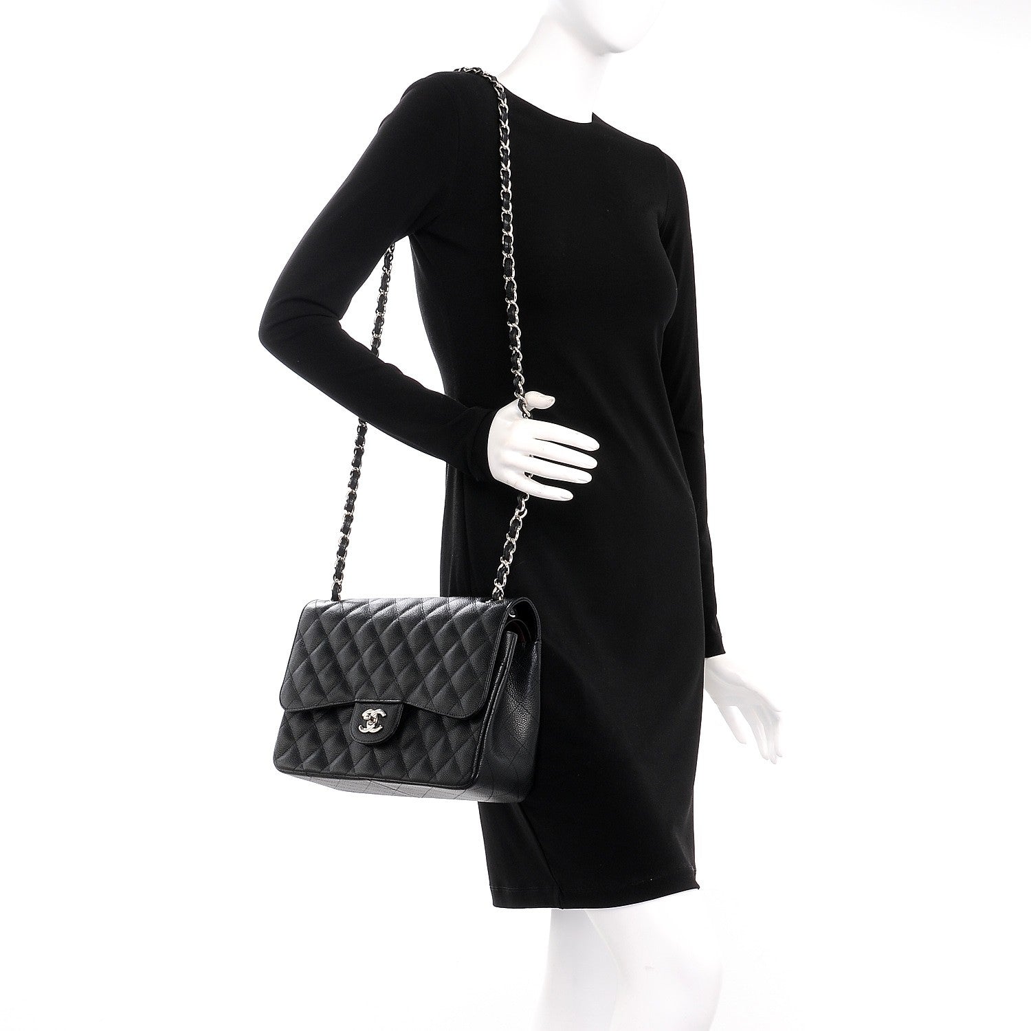Chanel Caviar Quilted Jumbo Double Flap Black 2 of 12