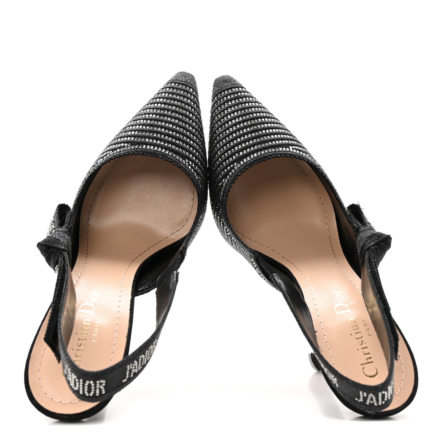 Cotton Laminated Strass J'Adior Slingback 100mm Pumps 37 Black