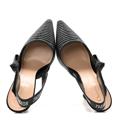 Christian Dior Cotton Laminated Strass J'Adior Slingback 100mm Pumps 37 Black 2 of 13