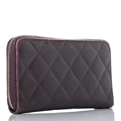 Chanel Lambskin Quilted Small Zip Around Wallet Dark Purple 2 of 5