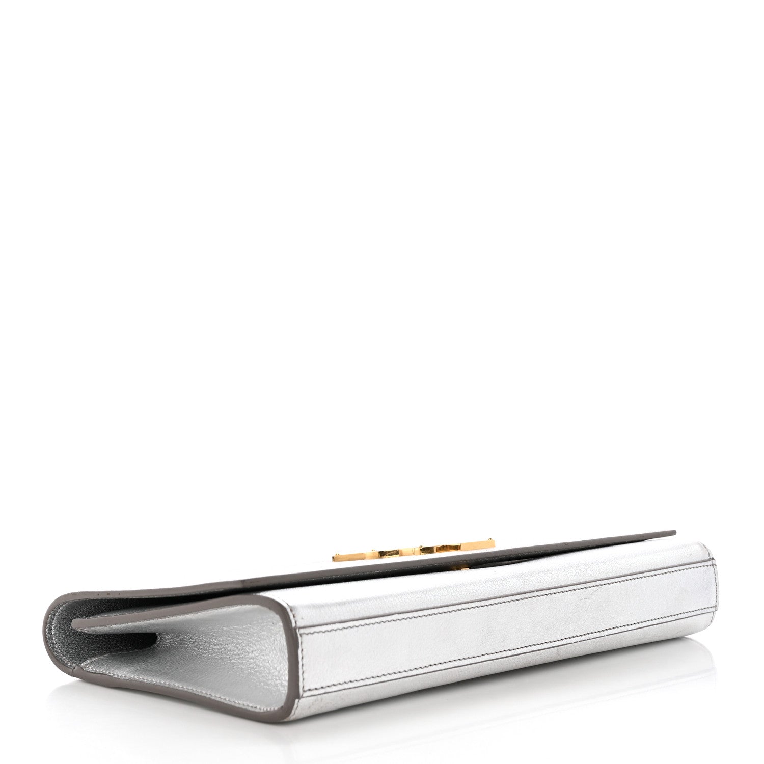 Saint Laurent Textured Metallic Calfskin Classic Monogram Cassandre Clutch Silver 4 of 14
