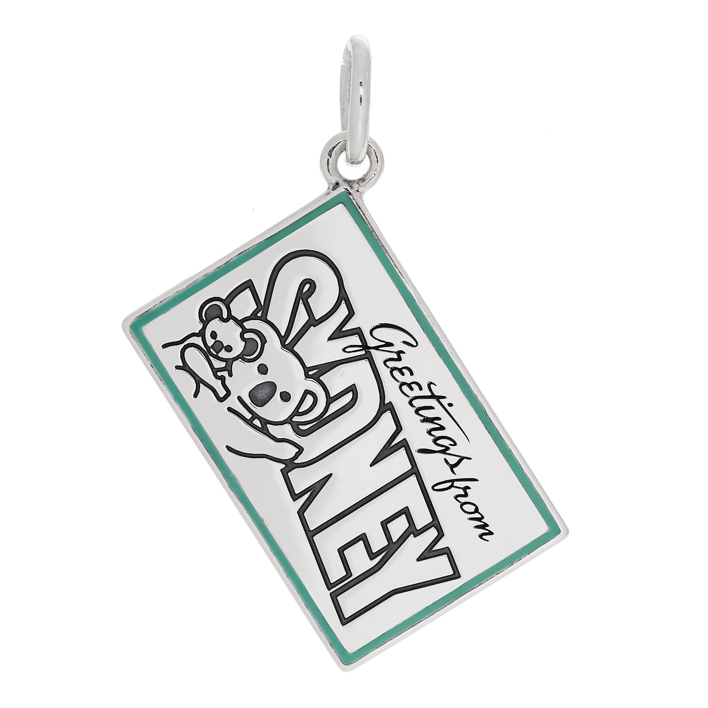 Sterling Silver Enamel Sydney Postcard Charm Blue