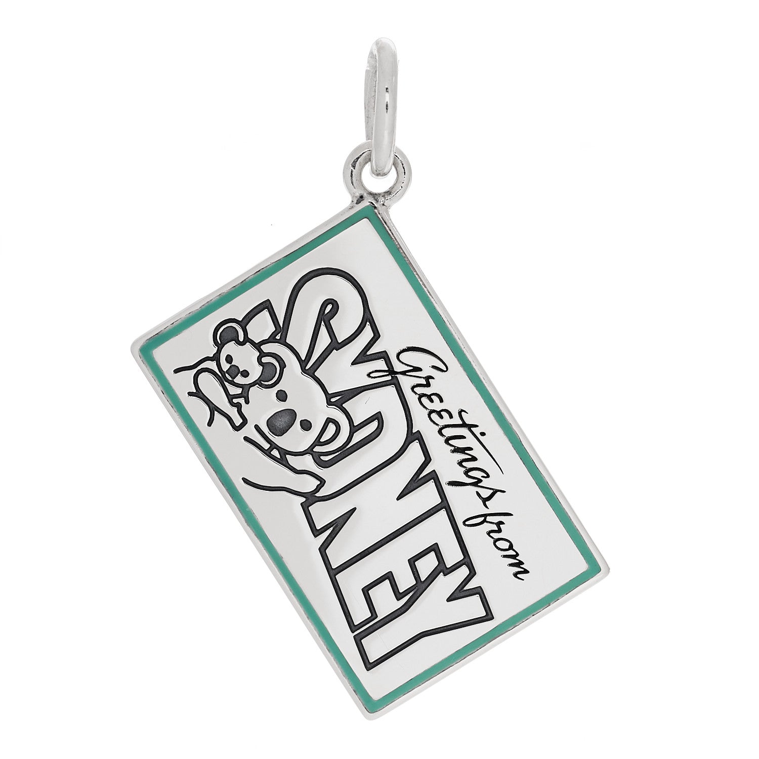 Tiffany Sterling Silver Enamel Sydney Postcard Charm Blue 1 of 5