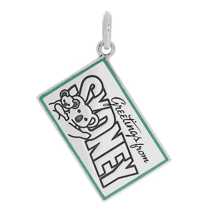 Tiffany Sterling Silver Enamel Sydney Postcard Charm Blue 1 of 5