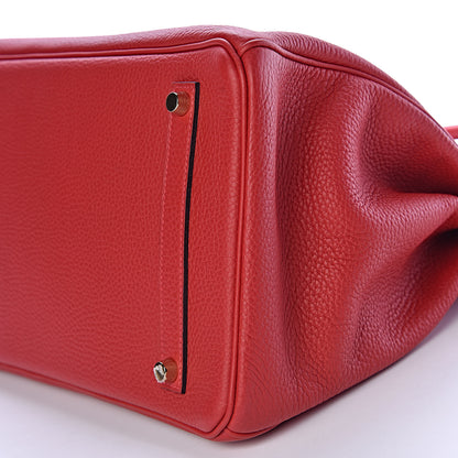 Hermes Taurillon Clemence Horseshoe Birkin 35 Rouge Casaque Black 38 of 40