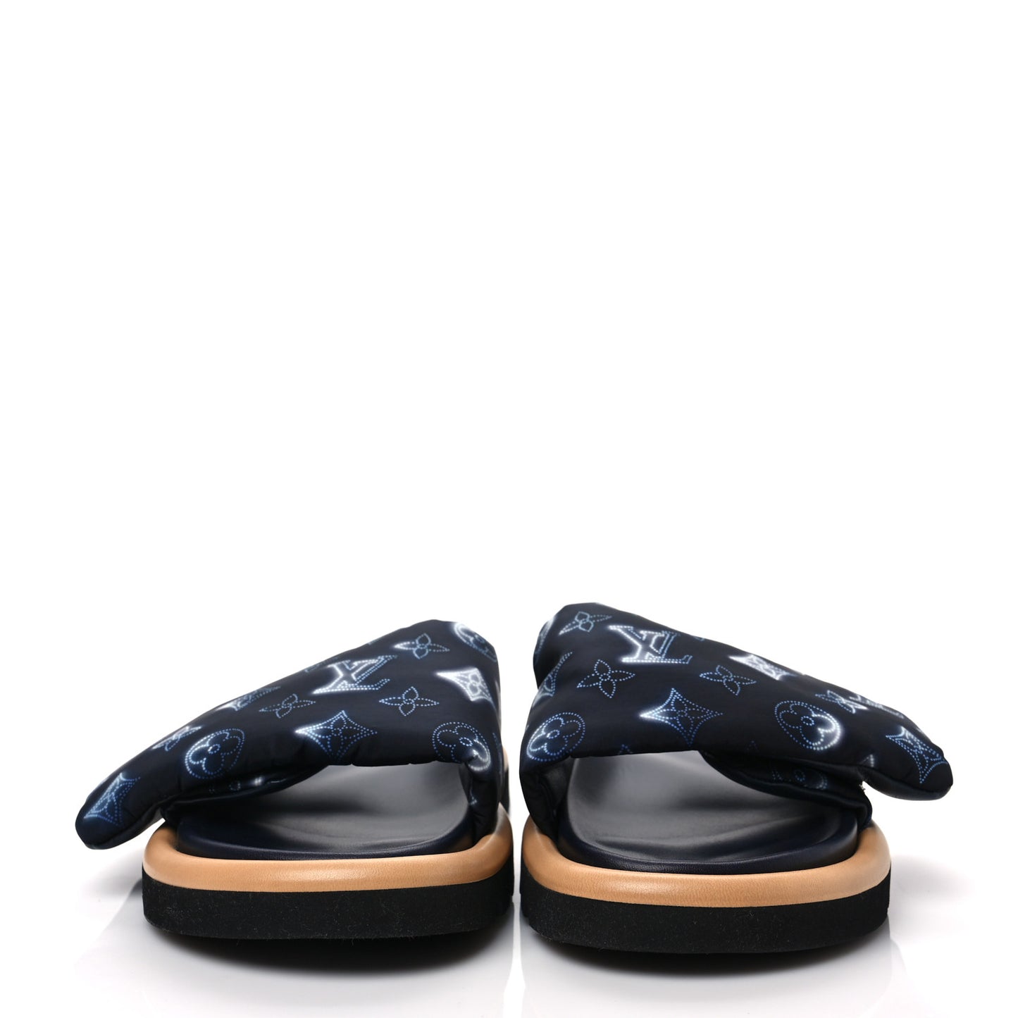 Nylon Monogram Womens Pool Pillow Comfort Mules 39 Navy Blue