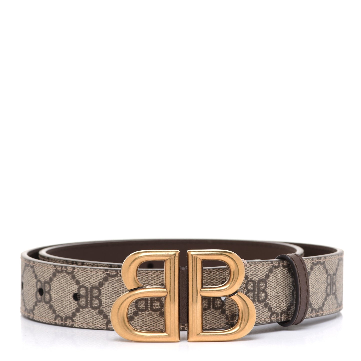 X BALENCIAGA BB Supreme Monogram Belt 80 32 Beige Ebony
