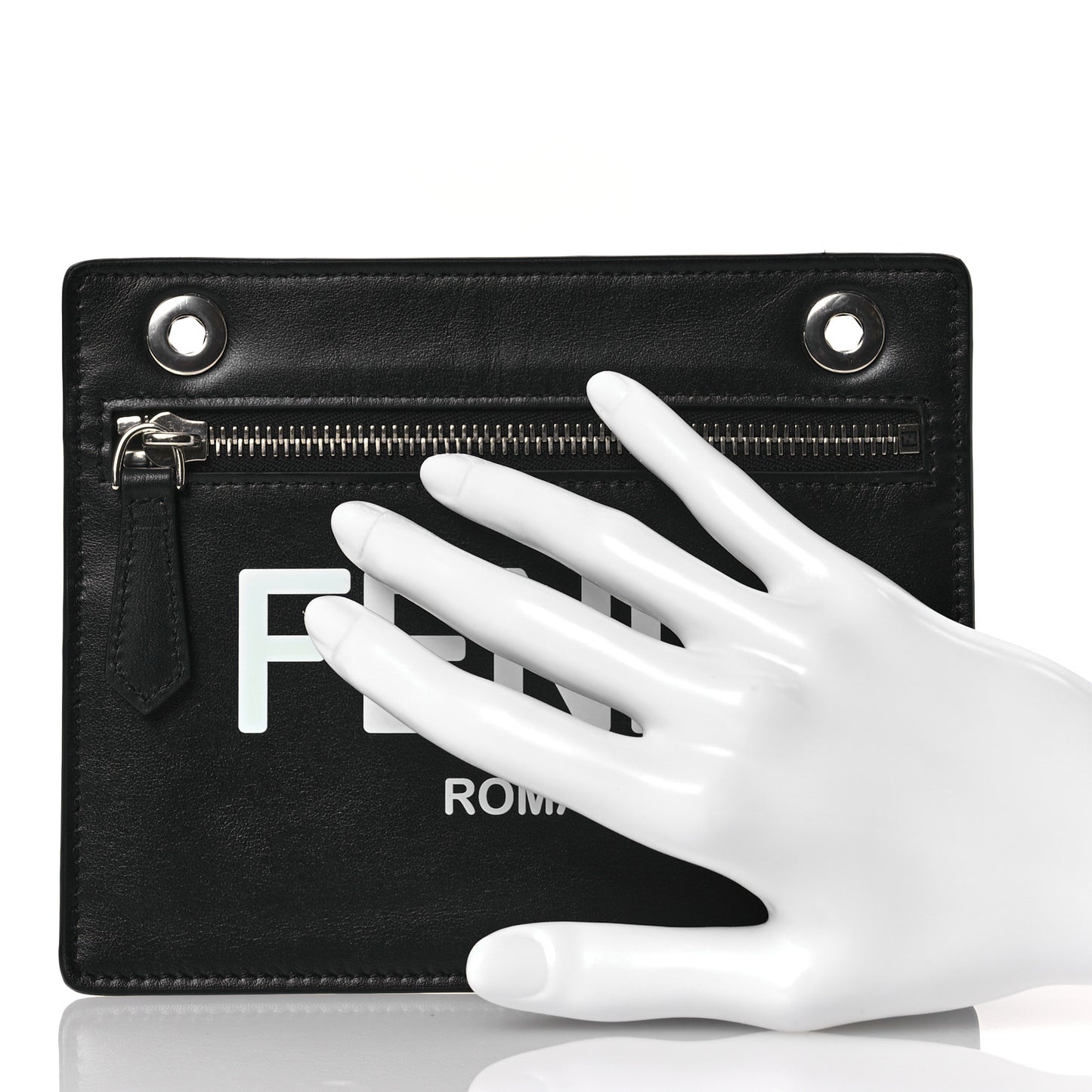 Glazed Fabric Vitello Liberty FF 1974 Logo Pocket Peekaboo Black