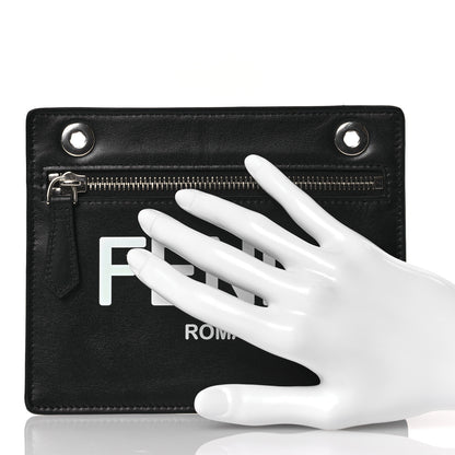 Fendi Glazed Fabric Vitello Liberty FF 1974 Logo Pocket Peekaboo Black 2 of 6