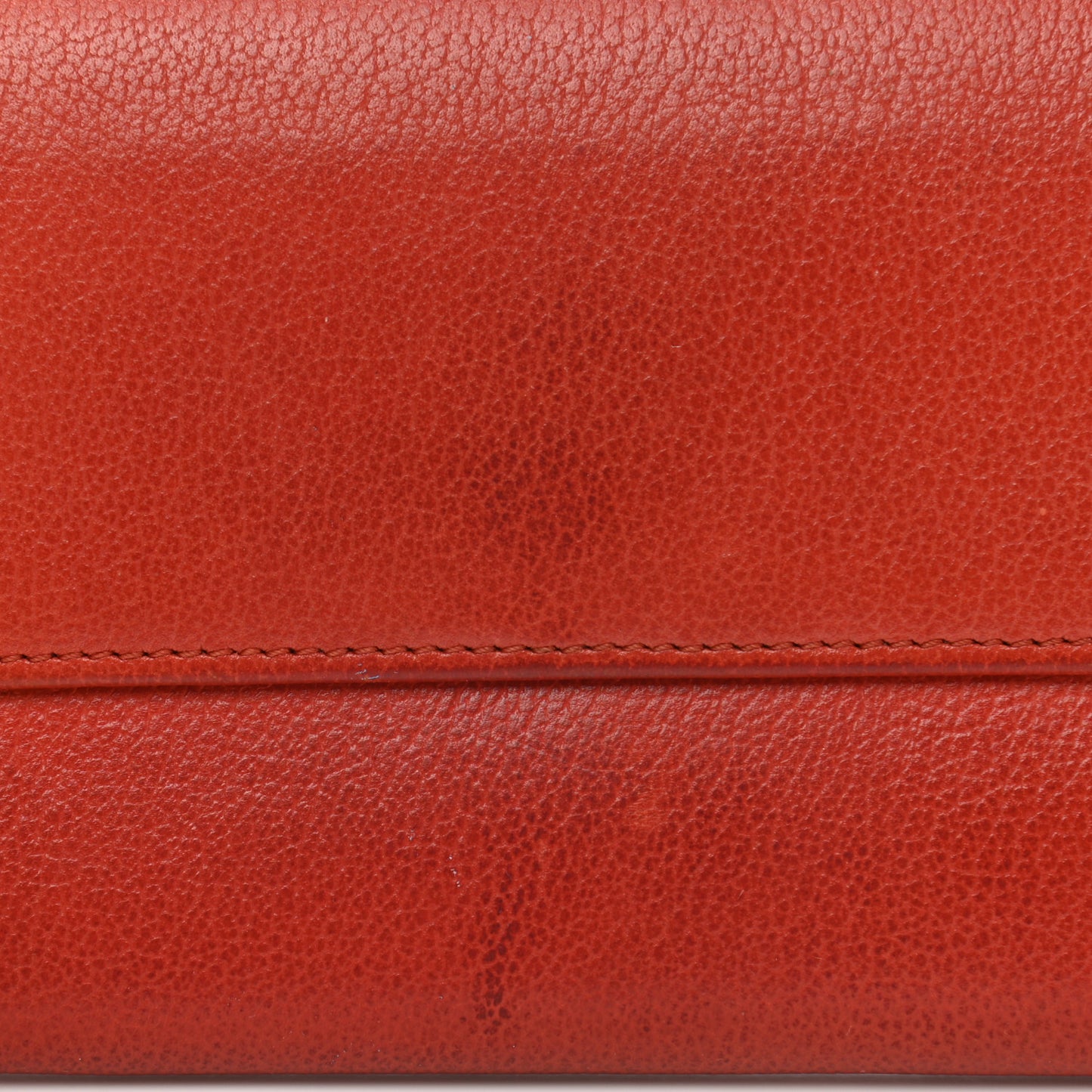 Goatskin Camellia Embossed Flap Wallet Red