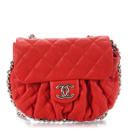 Chanel Washed Lambskin Quilted Mini Chain Around Flap Red 1 of 7