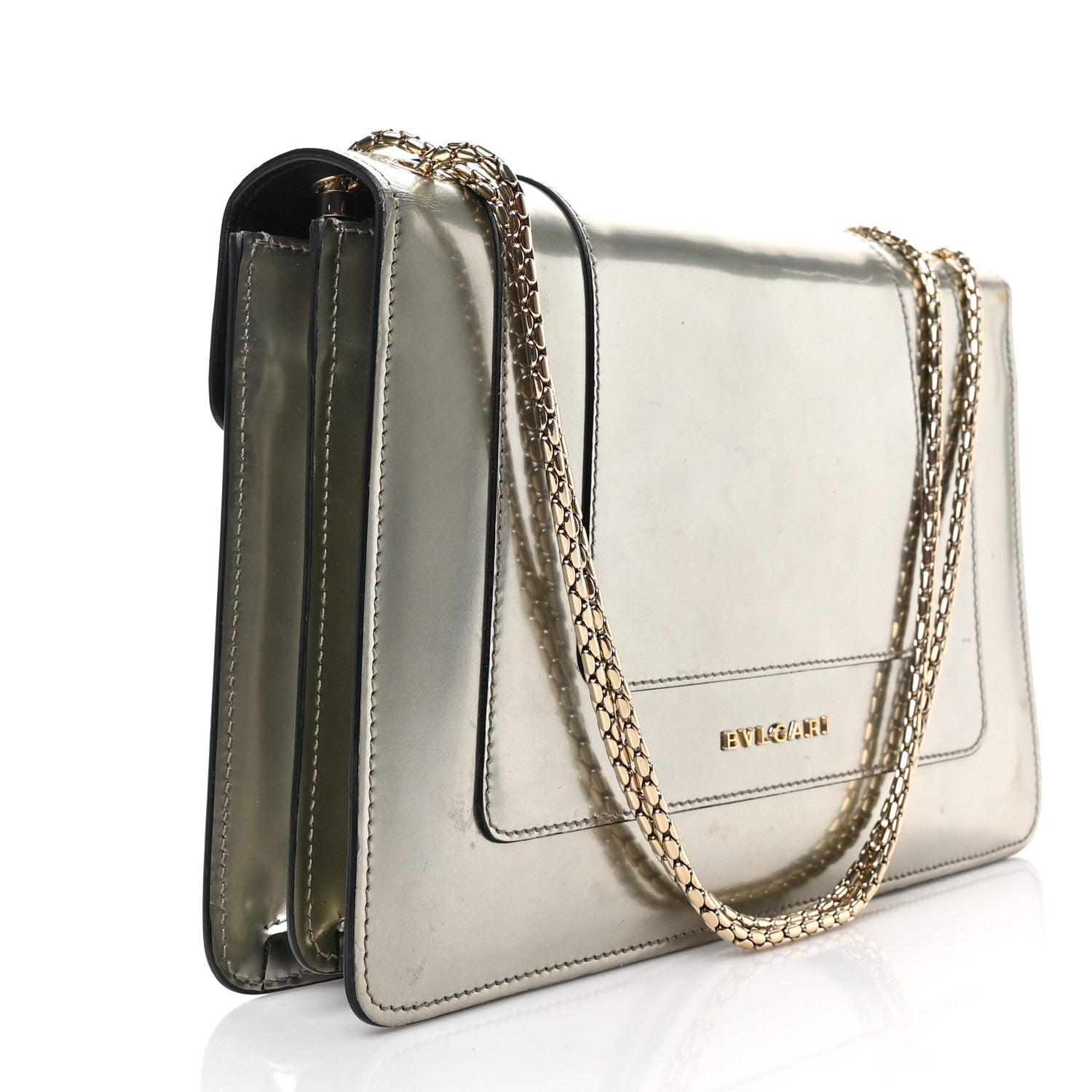 Bulgari Metallic Calfskin Serpenti Forever Crossbody Bag Silver 3 of 8