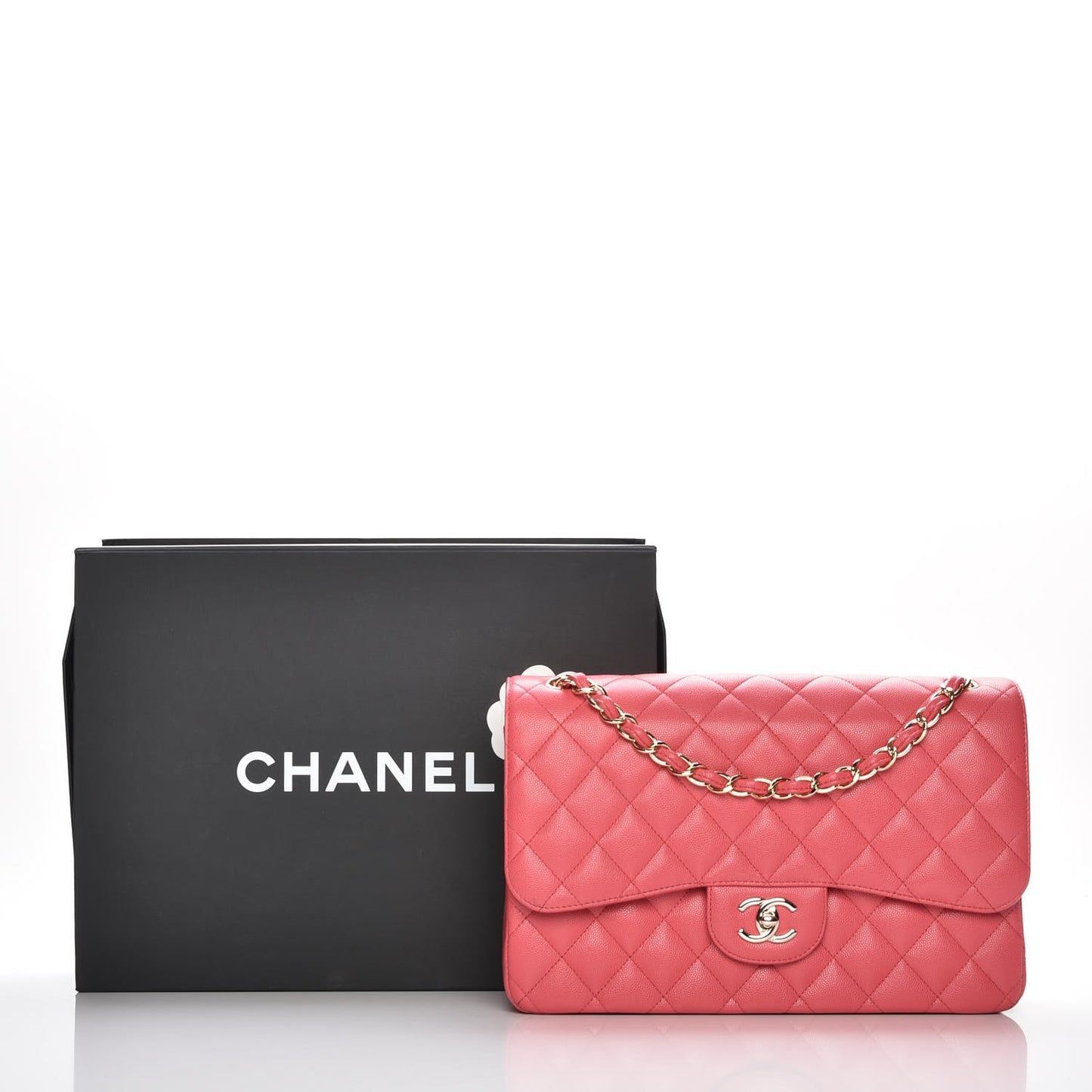 Caviar Quilted Jumbo Double Flap Dark Pink