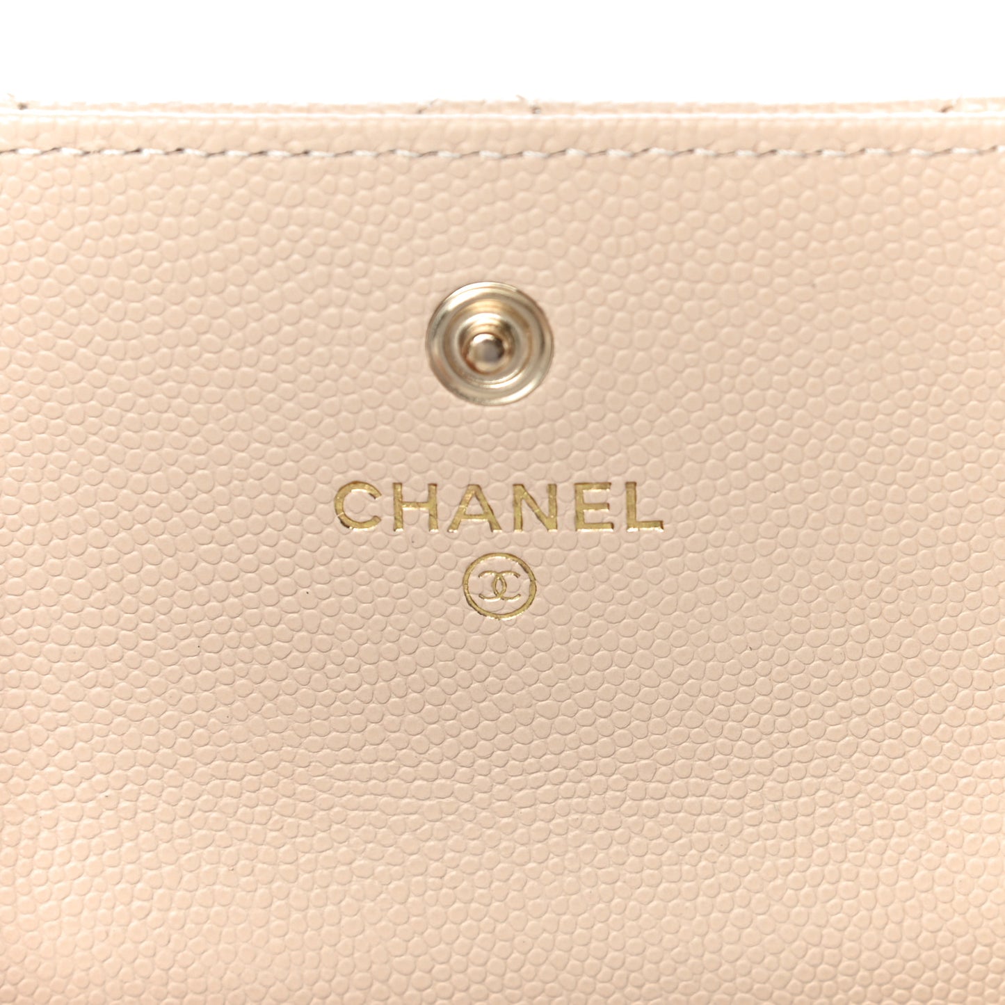 Caviar Pearl Quilted Coco Candy Flap Card Holder Beige