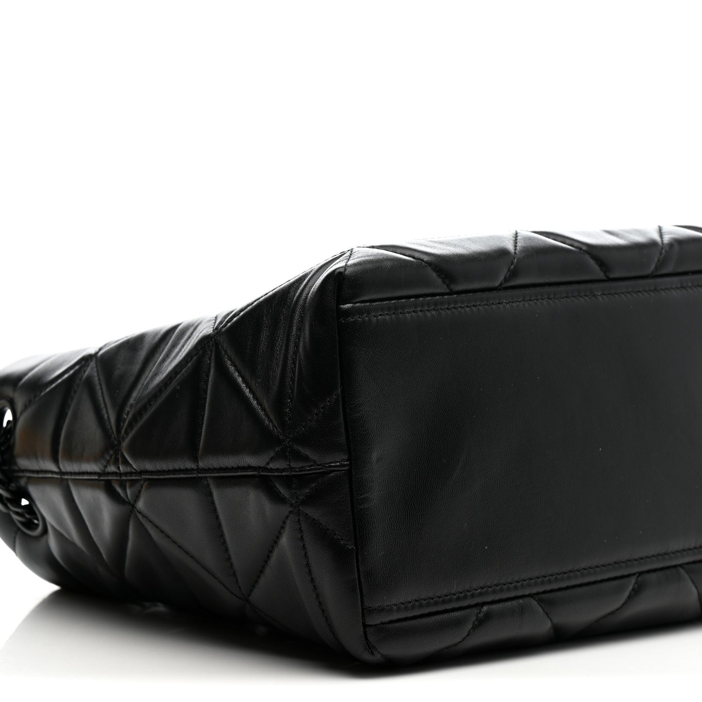Nappa Stitched Monochrome Chain Tote Bag Black
