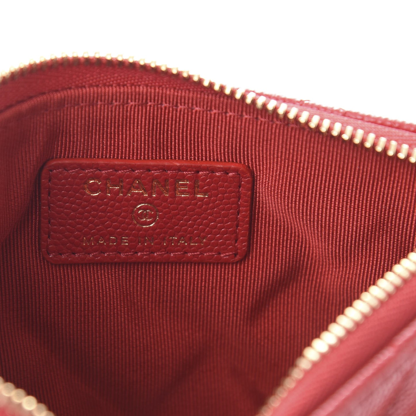 Shiny Caviar Quilted Small Cosmetic Case Red
