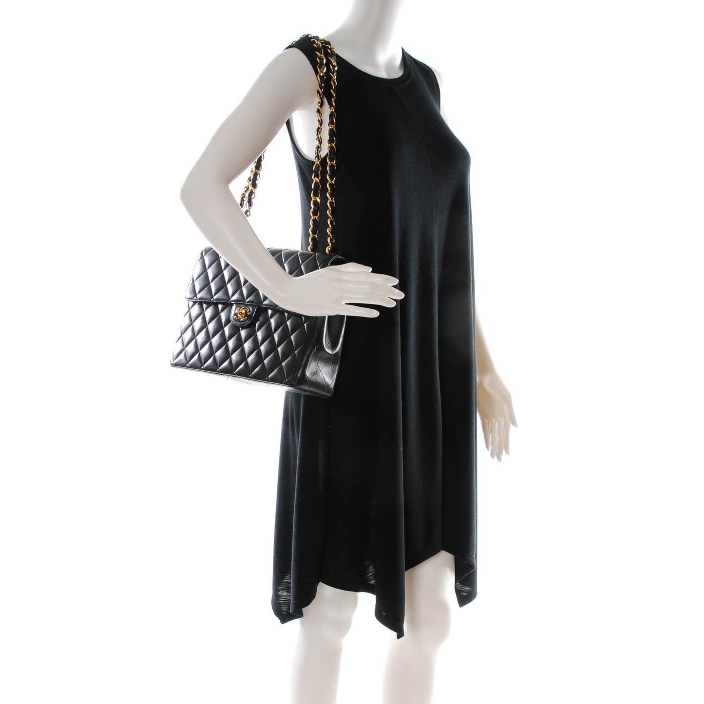 Lambskin Quilted Jumbo Single Flap Black