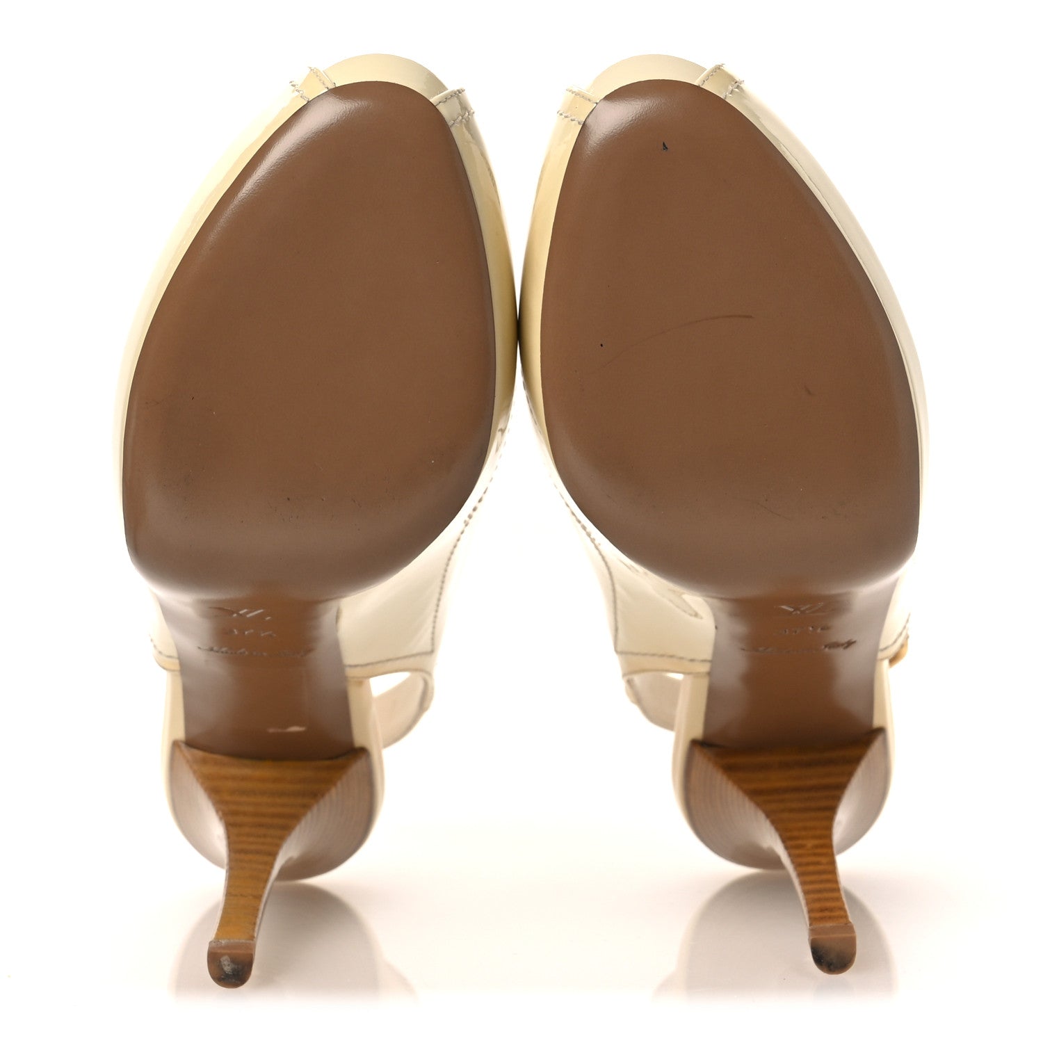 Louis Vuitton Patent Damier Azur Saint Honore Slingback Heels 37.5 Ivory 7 of 13