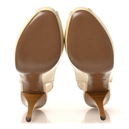 Louis Vuitton Patent Damier Azur Saint Honore Slingback Heels 37.5 Ivory 7 of 13