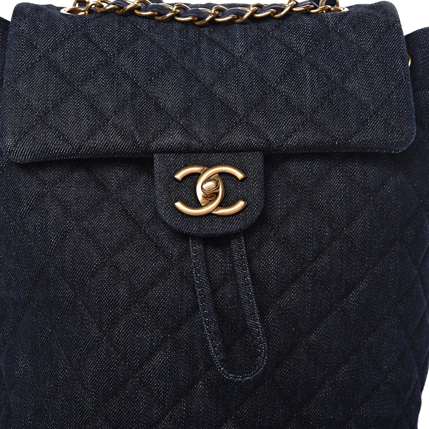 Washed Denim Quilted Small Urban Spirit Backpack Dark Blue