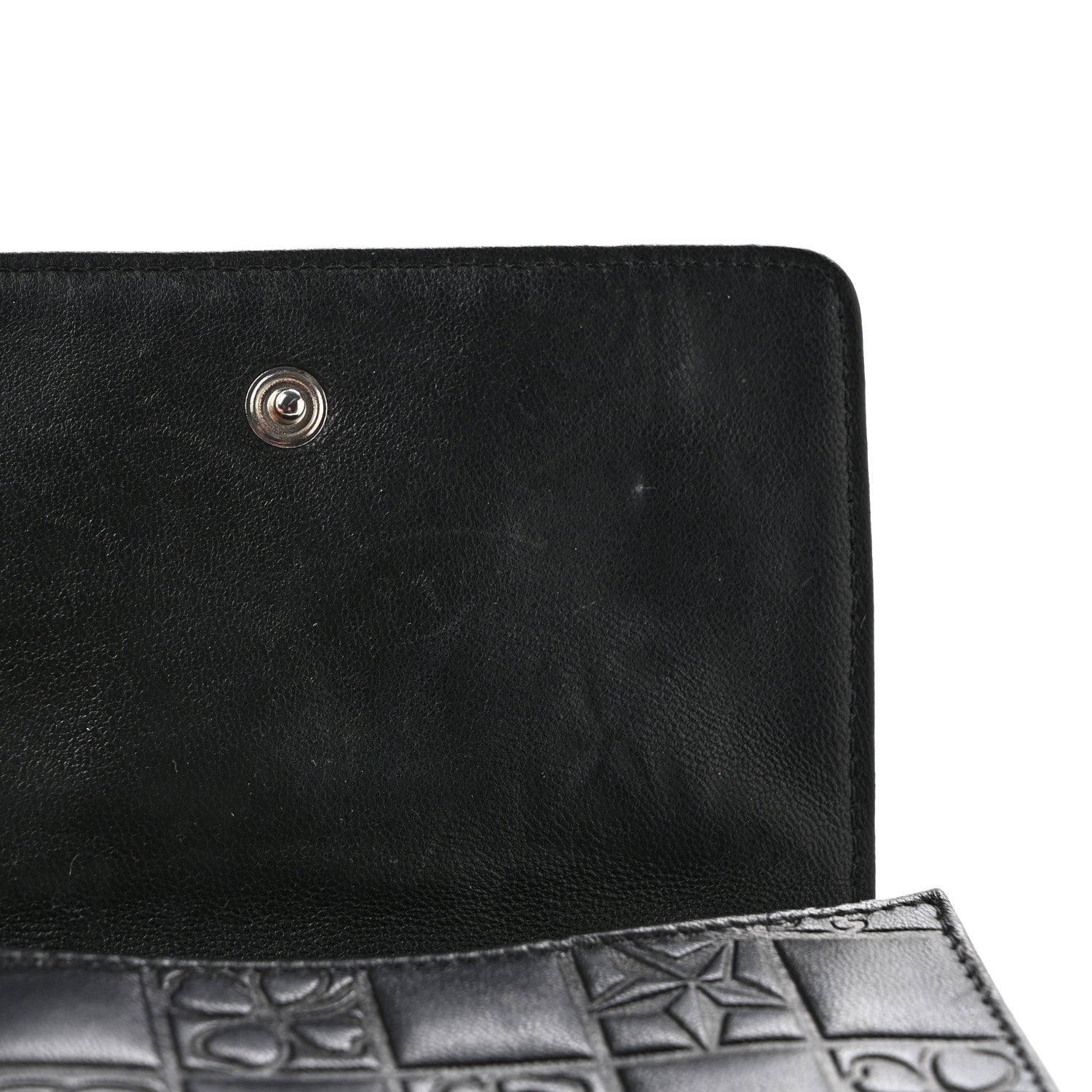 Chanel Calfskin Lucky Symbols Compact French Flap Wallet Black