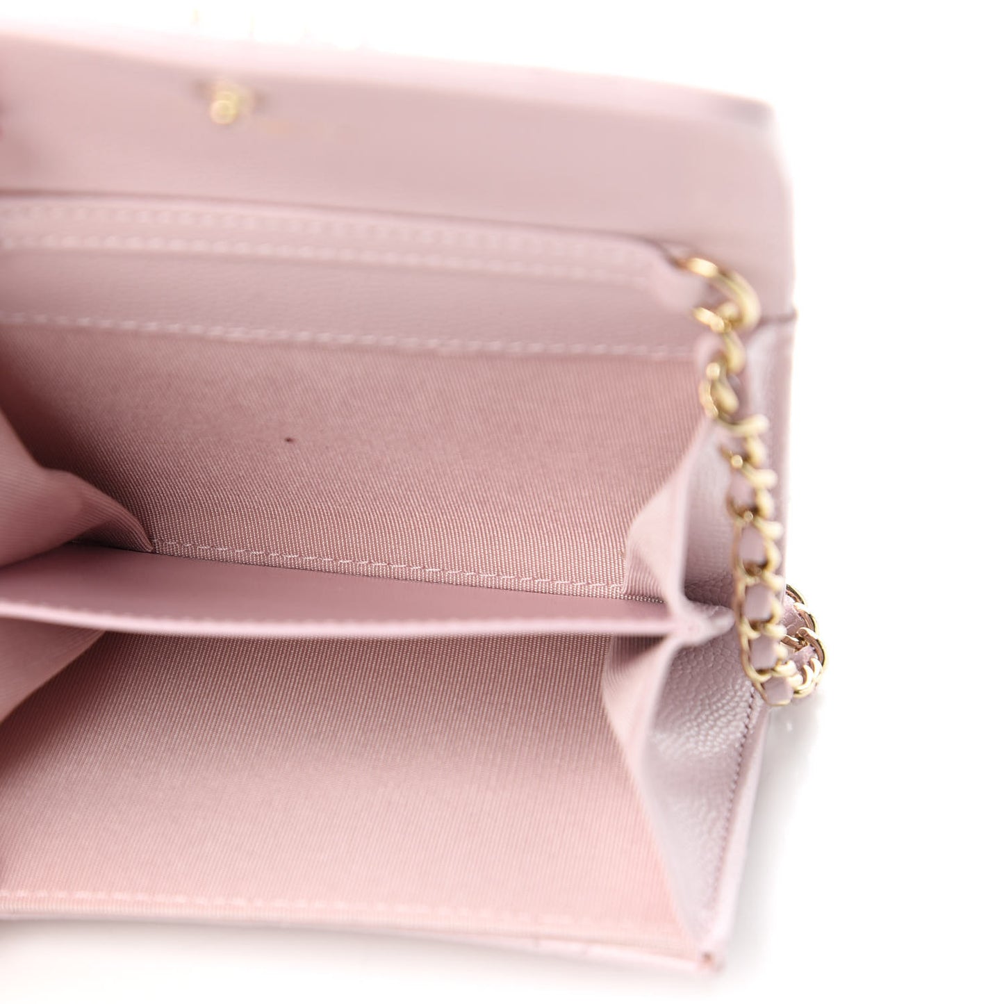 Caviar Quilted Coco Candy Card Holder On Chain Light Pink